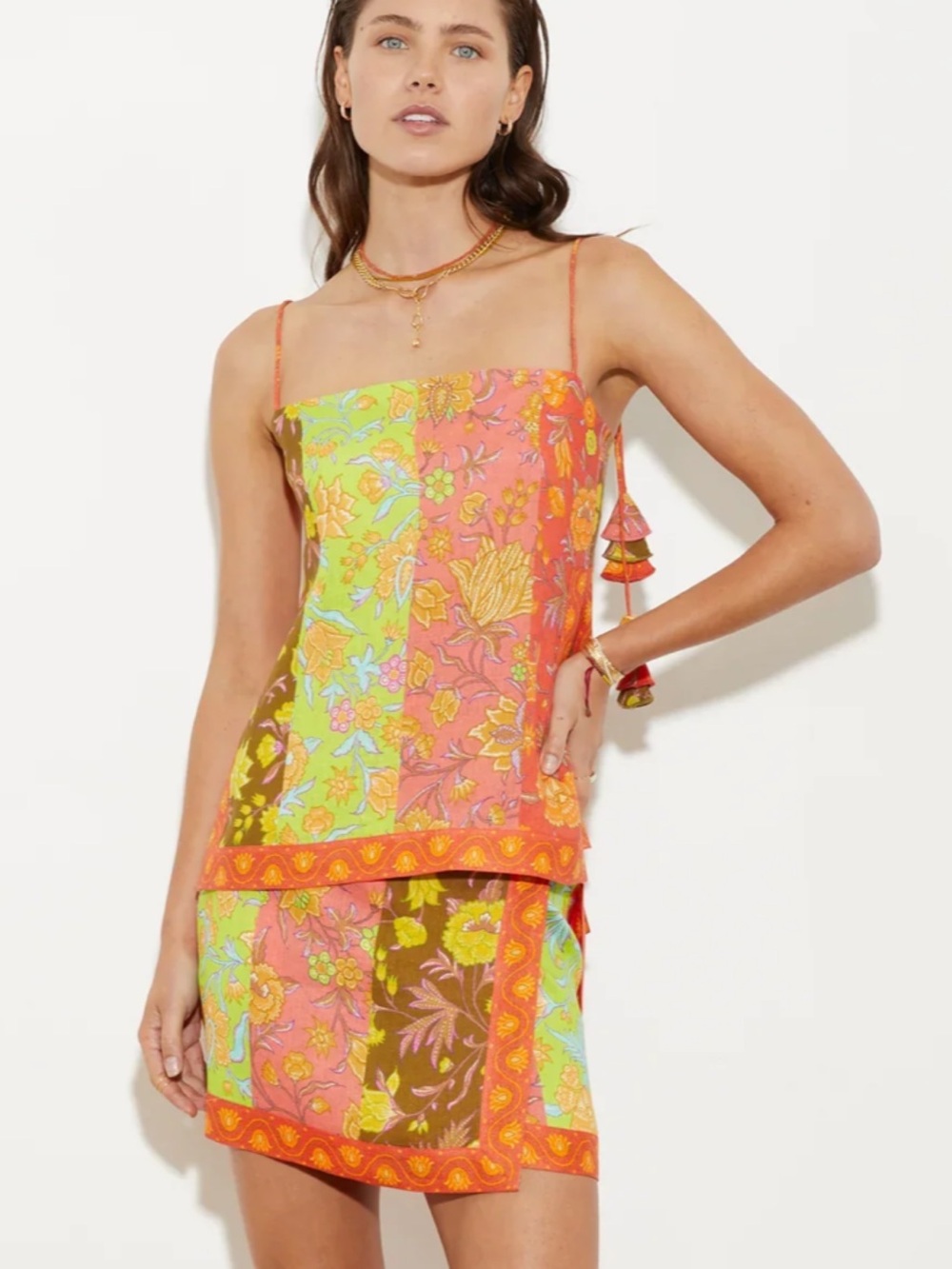Boteh ALVITA Matching Color block Floral Cami & Mini Skirt Set - NWOT